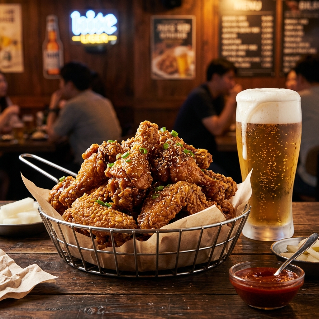 바삭한 치킨과 맥주